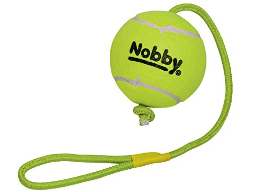 Nobby Tennisball mit Wurfschlaufe, XXL 12,5 cm, Seil 70 cm, 1 Stück von Nobby