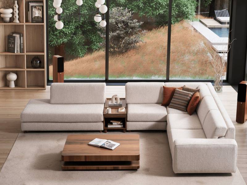Nobelaa Ecksofa Ecksofa "Thistle" + Mittelkonsolentisch von Nobelaa
