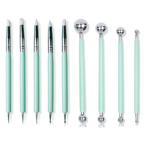 NobesOnbet 9-teiliges Set von Schnitzwerkzeugen, doppelseitiges Polymer-Tonwerkzeug, Formballwerkzeug, weiche Gummistiftspitze, Formstift, verwendet für DIY-Keramikschnitzereien. von NobesOnbet