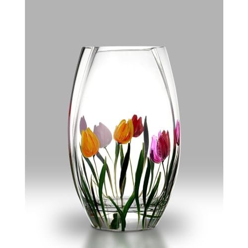 Nobile Glassware Runde Vase mit Regenbogen-Tulpen, 20 cm Nobile Glassware Runde Vase mit Regenbogen-Tulpen, 20 cm von Nobile Glassware
