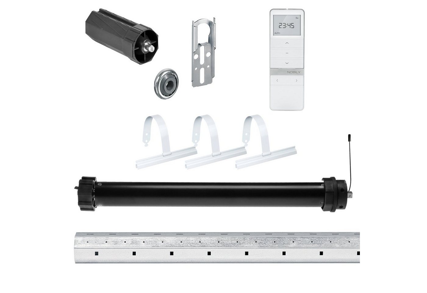 Nobily Achtkantwelle Rollladen-Set mit Maxi Rollladenmotor, Handsender inkl. Mechanik-Set, Komplett-Set, 1-St., 30Nm/75kg von Nobily