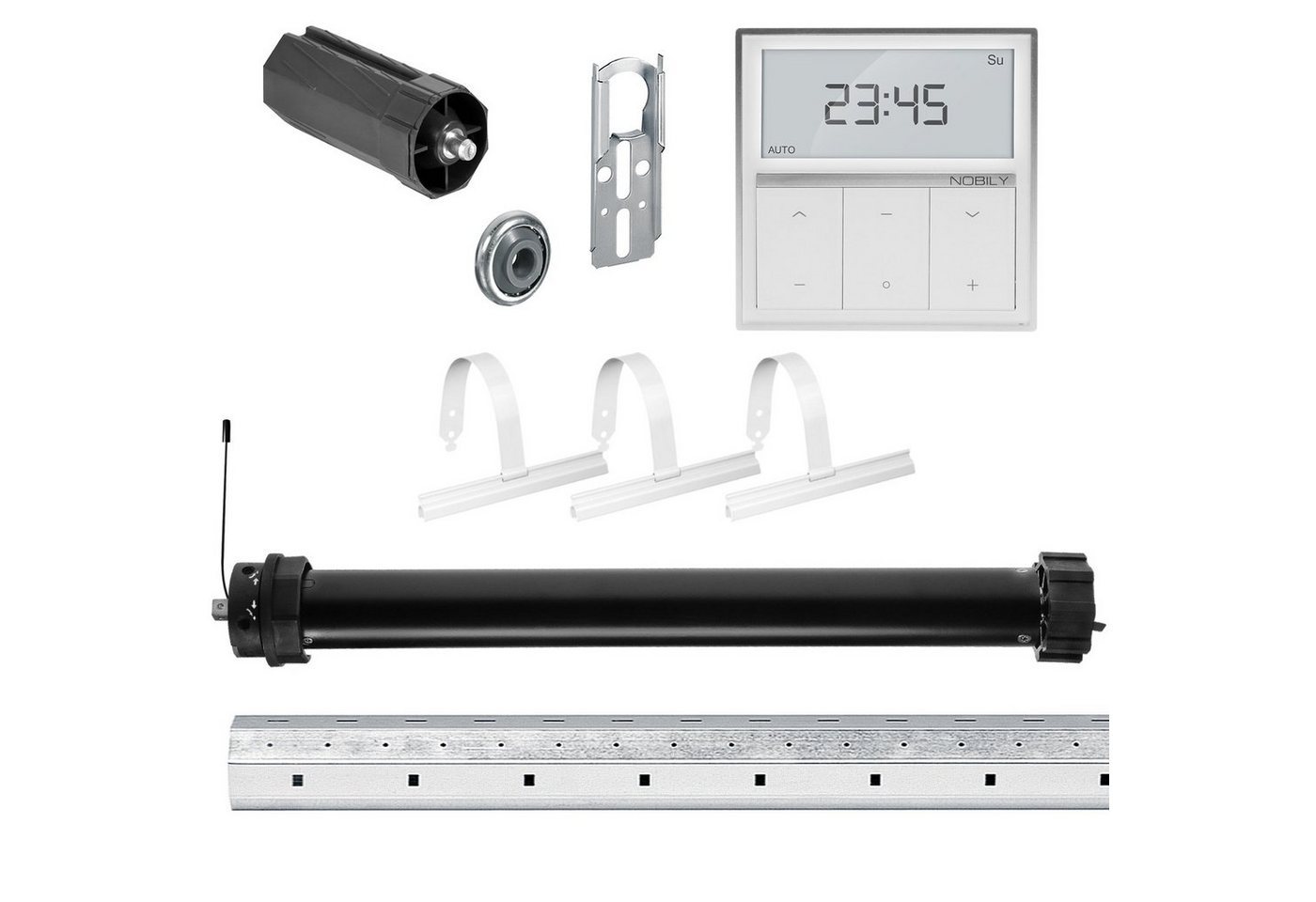 Nobily Achtkantwelle Rollladen-Set mit Maxi Rollladenmotor, Wandsender, Mechanik-Set, 1-St., 10Nm/25kg von Nobily