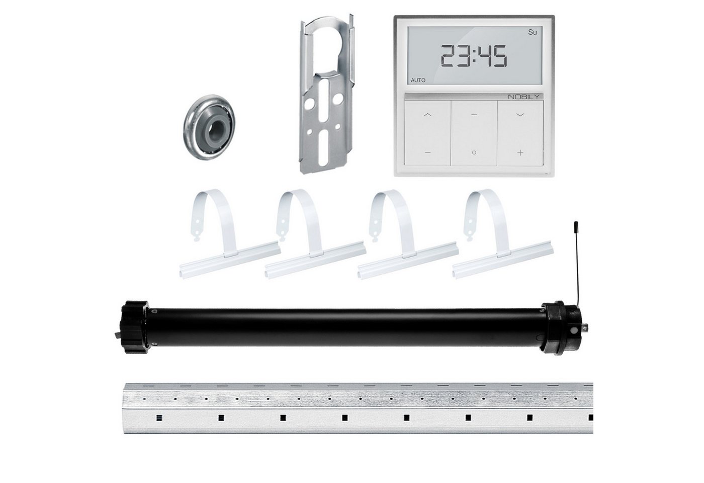 Nobily Achtkantwelle Rollladen-Set mit Maxi Rollladenmotor, Wandsender inkl. Mechanik-Set, Komplett-Set, 1-St., 30Nm/75kg von Nobily