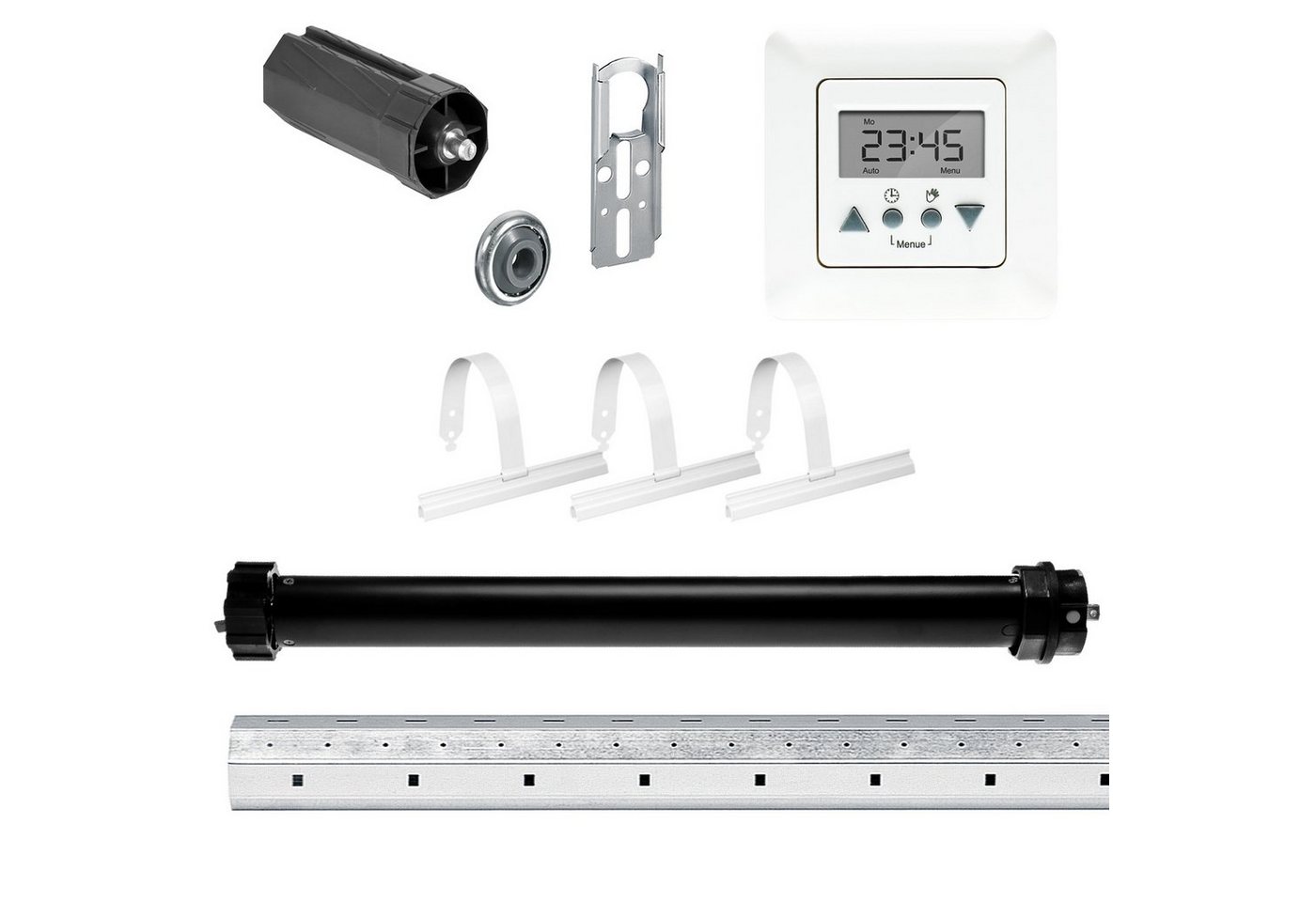Nobily Achtkantwelle Rolladen-Set mit Maxi Rolladenmotor inkl. Zeitschaltuhr, Mechanik-Set, Komplett-Set, 1-St., 10Nm/25kg von Nobily