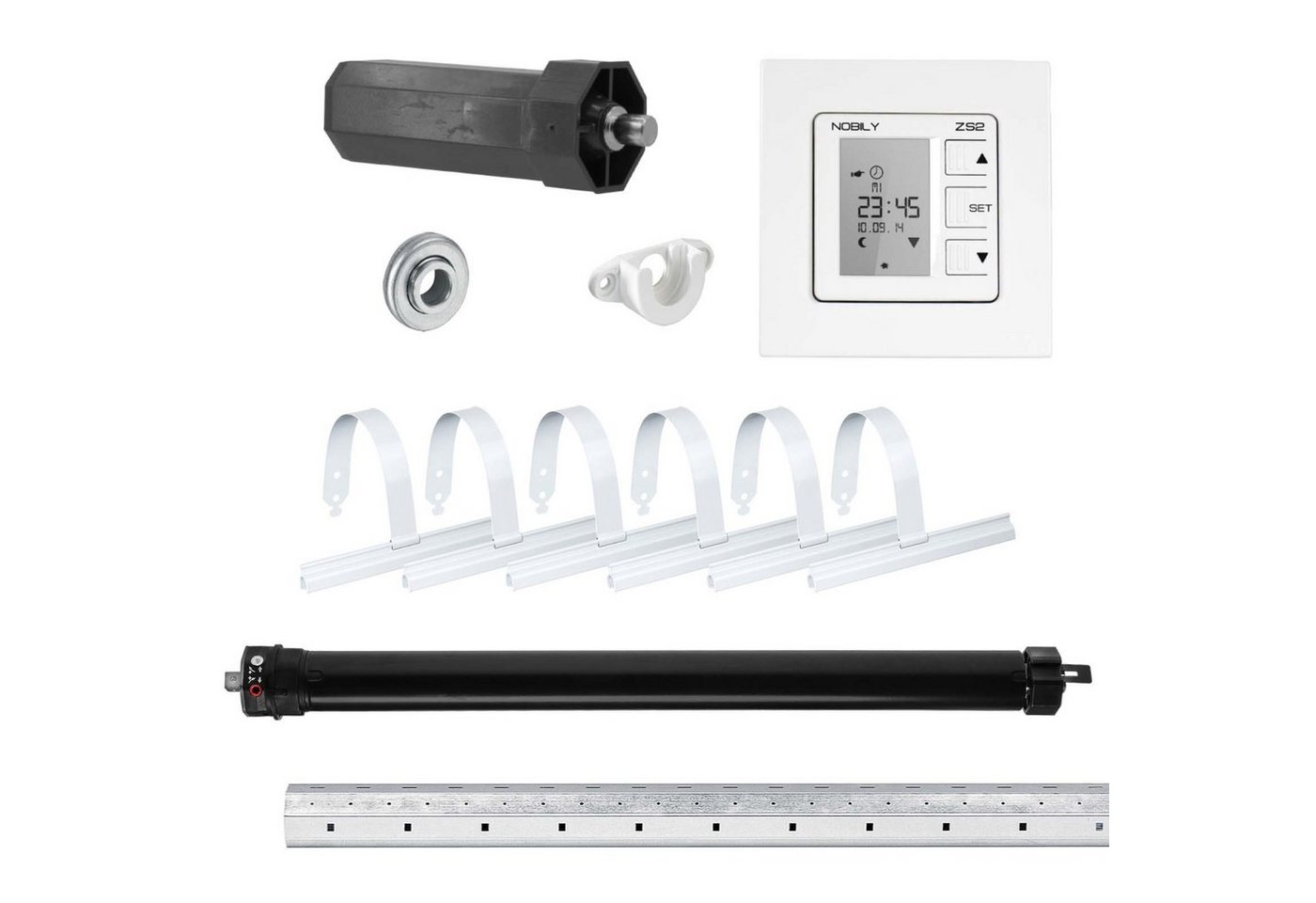 Nobily Achtkantwelle Rollladen-Set mit Mini Rollladenmotor, Zeitschaltuhr, Mechanik-Set, Komplett-Set, 1-St., 13Nm/ 36kg von Nobily