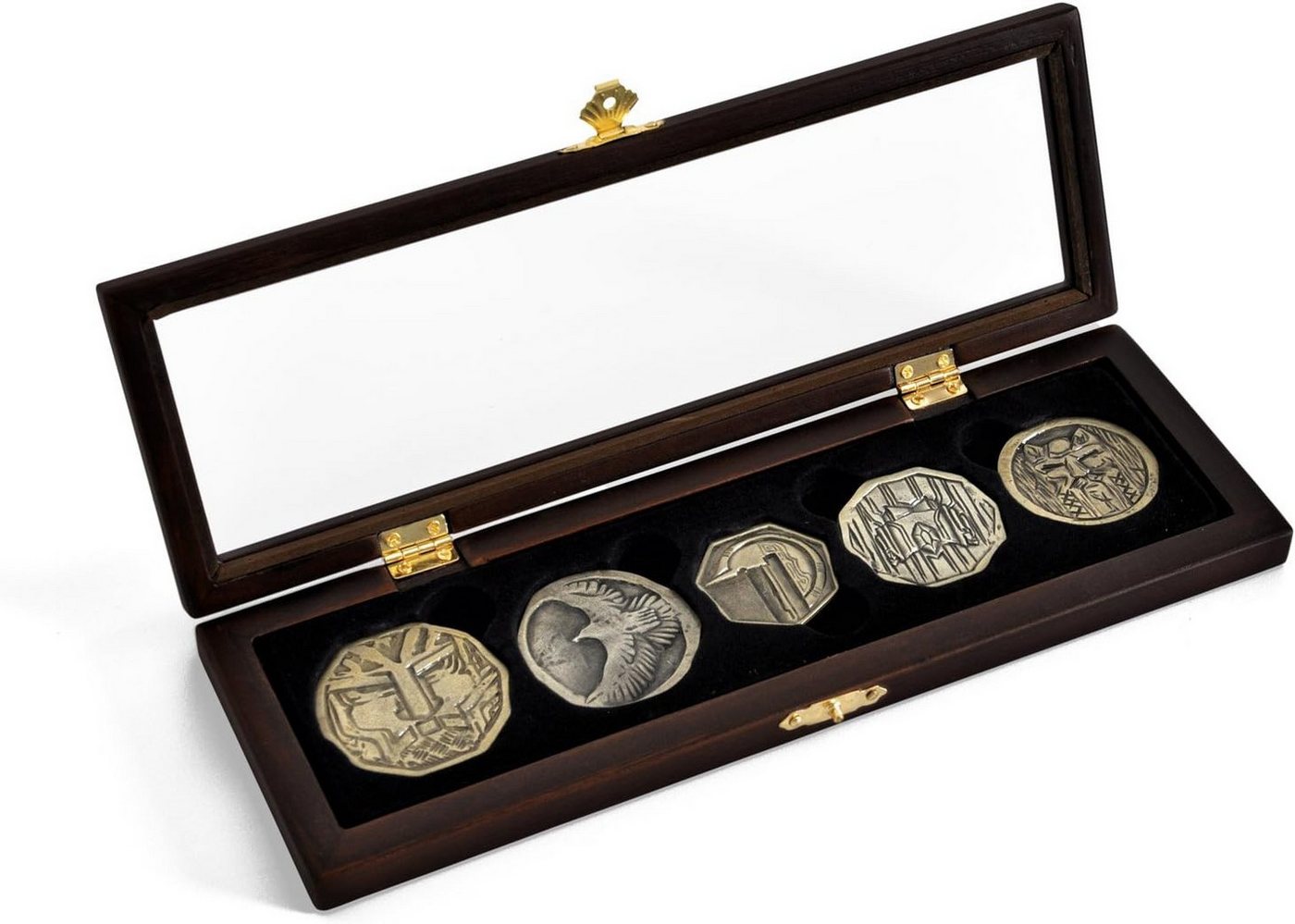 Noble Collection Dekofigur Der Hobbit Münzen Set Dwarven Treasure (1 St), edle Sammlerbox mit gläsernem Sichtfenster. von Noble Collection