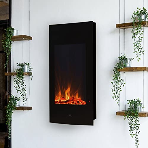 Noble Flame Detroit - Elektrokamin Wandkamin – 408 mm breit inkl. Elektroeinsatz mit Heizfunktion - Ambiente-Wandbeleuchtung - schwarz von Noble Flame