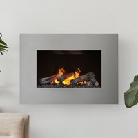 Noble Flame Galileo Grande [Opti-myst Elektro Wandkamin]: Graualuminium Dekoholz mit Stehrost (gerade) Schwarz, spiegelnd von Noble Flame