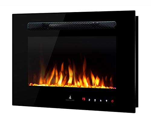 Noble Flame PARIS Schwarz 660 (66 cm / 26”) - Elektrokamin Wandkamin Kaminofen Kamin - Wandmontage Fernbedienung - 14,5 cm Einbautiefe von Noble Flame