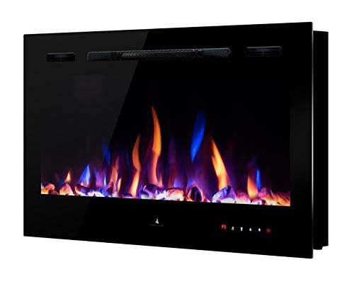 Noble Flame PARIS Schwarz 920 (92 cm / 36”) - Elektrokamin Wandkamin Kaminofen Kamin - Wandmontage Fernbedienung - 14,5 cm Einbautiefe von Noble Flame