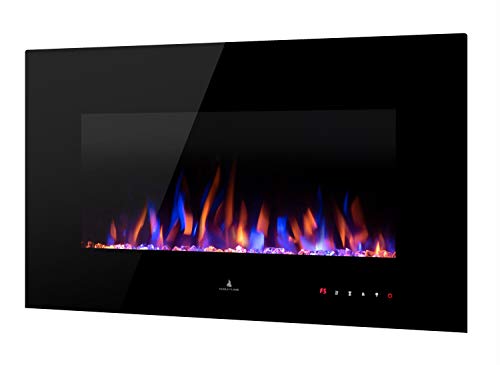 Noble Flame Vegas 900 Schwarz - Elektrokamin Wandkamin Kaminofen Kamin - Wandmontage Fernbedienung - Verschiedene Breiten von Noble Flame