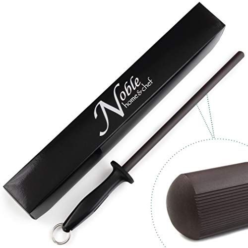 Professioneller 29.1 cm großer Keramik-Wetzstab mit 2 Körnungsoptionen, Aufhängering und japanischer Keramik Noble Home & Chef Schärfstäbe sind perfekt für Köche (Schwarz, Körnung 2000/3000) von Noble Home & Chef