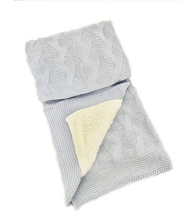 Babydecke Kuscheldecke, NoblesBox, Innen Wollig, Strickdecken in verschiedenen Farben, 110cm x 100cm von NoblesBox