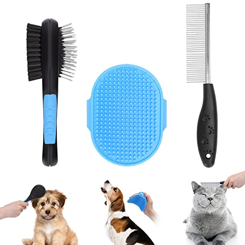 Hundebürste Katzenbürste, 2-in-1 Hundebürste und Borsten, 3pack Hundekamm, Professionelle Doppelseitige Tierhaarbürste - Entfernt Loses Fell und Schmutz Ideal für lang- und kurzhaarige Haustiere von Nobleza