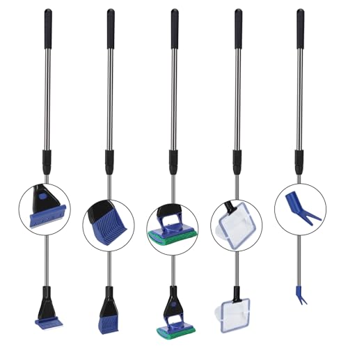Nobleza Aquarium-Reinigungsset, 5-in-1 Reinigungszubehör Einziehbares für Aquarium mit Fischnetz, Algenschaber, Kiesbesen, Schwammbürste, Wasserpflanzen-Gabel Nobleza Aquarium-Reinigungsset, 5-in-1 Reinigungszubehör Einziehbares für Aquarium mit Fischnetz, Algenschaber, Kiesbesen, Schwammbürste, Wasserpflanzen-Gabel von Nobleza