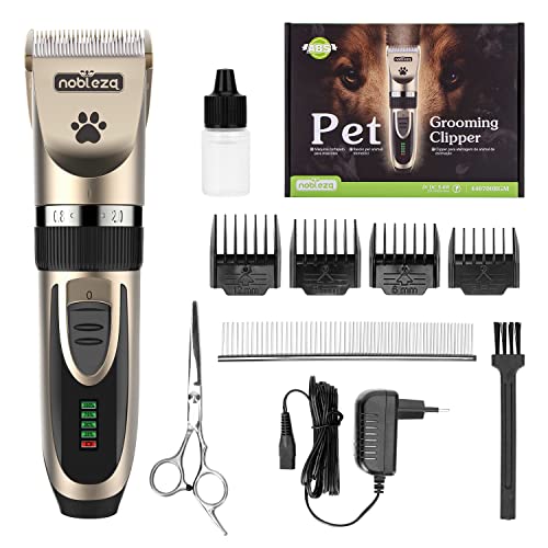 Nobleza Hundeschermaschine, Tierhaarschneider Profi Hund, Haarschneidemaschine Set, Leise Haustier Schermaschine Hund Katze, Schnurlosen Elektrische Tirhaarschneidemaschine, Wiederaufladbare Nobleza Hundeschermaschine, Tierhaarschneider Profi Hund, Haarschneidemaschine Set, Leise Haustier Schermaschine Hund Katze, Schnurlosen Elektrische Tirhaarschneidemaschine, Wiederaufladbare von Nobleza