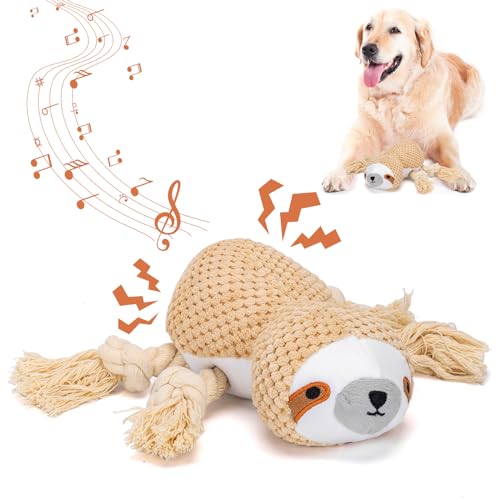 Nobleza Hundespielzeug, Plüschhundespielzeug, Quietschende Hundespielzeuge mit Knitterpapier, süßes Tauziehen Hundekauspielzeug für Welpen, kleine, mittlere, große Hunde, (Faultier) von Nobleza