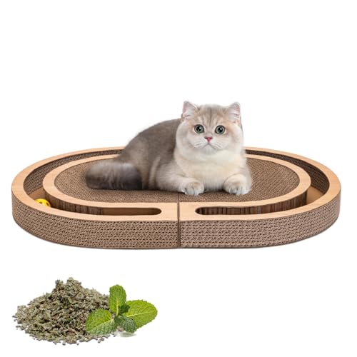 Nobleza Kratzbrett Katzen Groß 2-in-1 Faltbar mit Spielzeugball & Katzenminze - Hochwertige XXL Katzenkratzbrett für Mehrere Katzen, 60x40cm von Nobleza