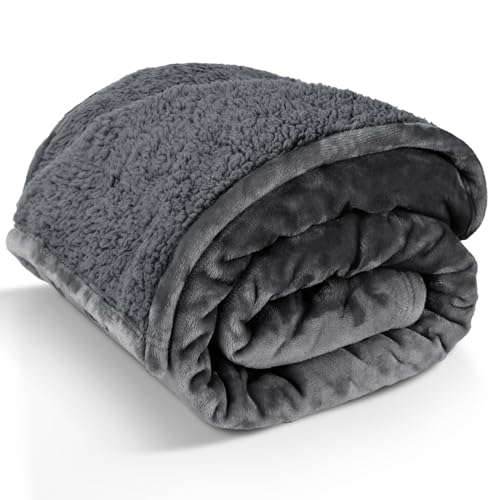Nobleza Kuscheldecke Flauschig Decke, wasserdichte Fleecedecke XL 152 x 127 cm, Weich warm in Grau Perfekt als Sofadecke, Wohnzimmerdecke oder Wohndecke für den Winter von Nobleza