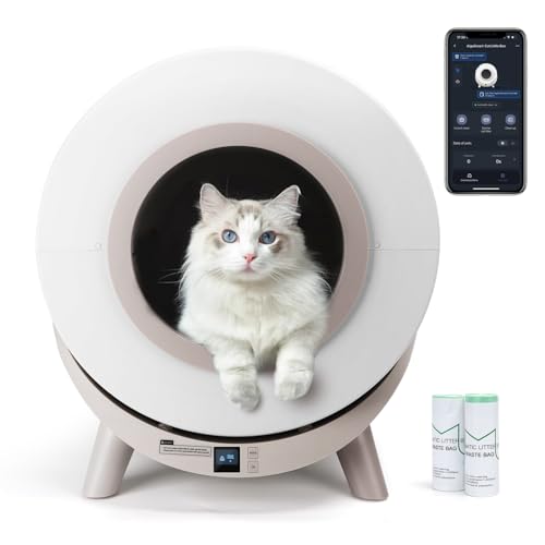 Nobleza - Selbstreinigende Katzentoilette SL01, Katzentoilette Katzenklo Geschlossen XXL Elektrisches Katzenklo mit Sieb, 80L App-Steuerung, für Mehrere Katzen mit Zwei Rollen Müllbeutel von Nobleza