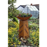 Rostsäule Mit Abnehmbarer Schale | Edelrost Gartendeko Individuelle Beschriftung Möglich Metall Säule Outdoor von NoblyHart