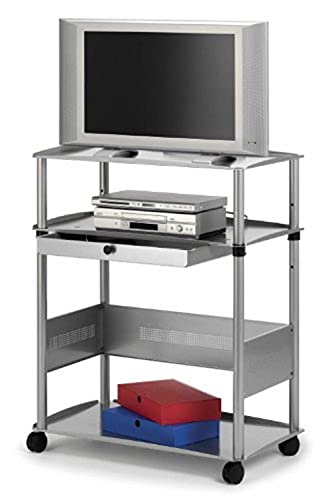 Nobo 1900789 Präsentationstisch für Monitor bis 28 zoll Widescreen AV Trolley, Gesamttragkraft 96 kg, 110 x 90 x 56 cm, 1 Stück, grau von Nobo