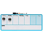 Nobo Mini Wandmontierbares magnetisches Whiteboard Wochenplaner 1904047 Lackierter Stahl 360 x 140 mm Weiß, Blau von Nobo