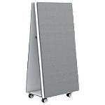 Nobo Move & Meet Mobile System 1915569 Lackierter Stahl und Stoff 2 Doppelseitige, Tragbare, Abnehmbare Magnetische Whiteboards und 2 Whiteboard/Notiztafeln 90 x 180 cm Grau, Weiß von Nobo