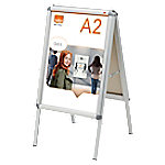 Nobo Premium Plus Freistehender Doppelseitiger Plakatständer 1902207 A2 Mit Aluminium-Klapprahmentechnik Entspiegelte Abdeckung 475 x 890 mm Silber von Nobo