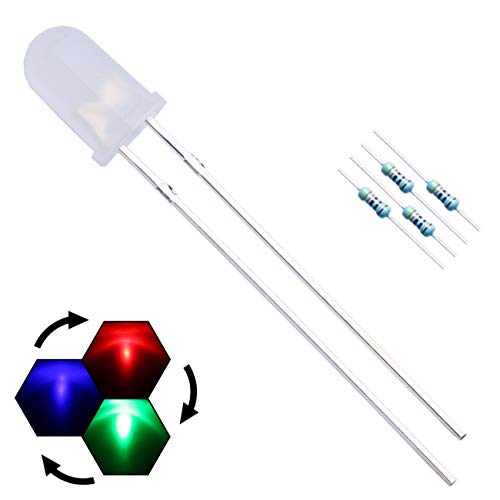 LED-Dioden, langsam blinkend, 100 Stück, 5 mm, mehrfarbig (weiße Linse/Farben werden automatisch verändert), 100 Stück (für DC 6 – 13 V) / Leuchtdiode. von Nobrand