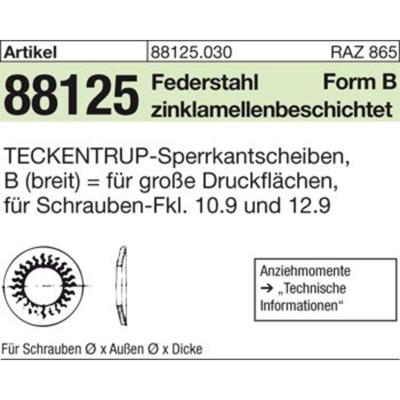 TECKENTRUP-Sperrkantscheiben ART 88125 C 60 flZnnc SKB 12 flZnnc S TECKENTRUP-Sperrkantscheiben ART 88125 C 60 flZnnc SKB 12 flZnnc S von Nobrand