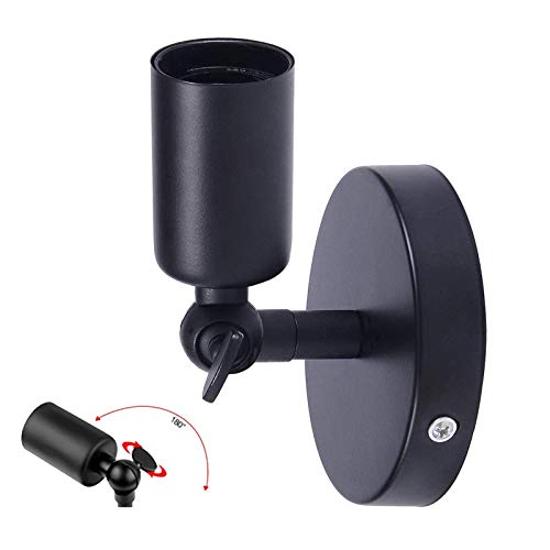 HTRUIYATY Vintage E27 Wandleuchte Verstellbar Metall Wandlampe Edison Retro Industrial Design Lampenhalter für Bett, Flur, Küche und Restaurant Schwarz HTRUIYATY Vintage E27 Wandleuchte Verstellbar Metall Wandlampe Edison Retro Industrial Design Lampenhalter für Bett, Flur, Küche und Restaurant Schwarz von HTRUIYATY