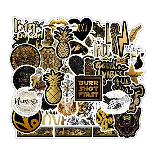 50PCS Laser Flash Gold Serie Aufkleber Graffiti wasserdicht dekorative Auto Aufkleber Briefpapier Trolley Fall Computer Notebook von Nobranded