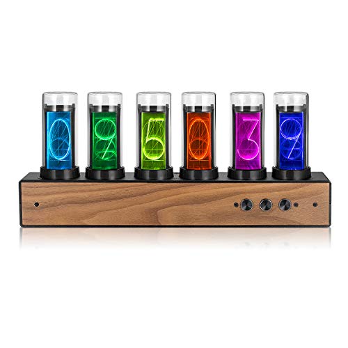 Nobsound Retro Nixie Clock Inspired Modern Digital Gixie Clock 6-Digit LED Shelf Clock (Black) von Nobsound