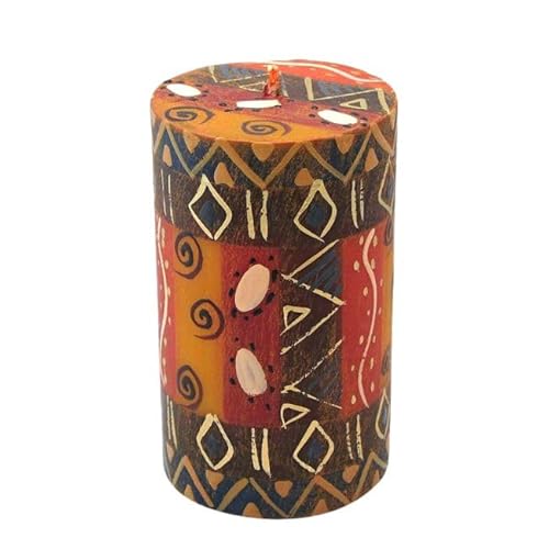 Nobunto Kerzen - Bongazi - Fair Trade Kunstkerze aus Südafrika - Handbemalte Geschenkkerze - Afrikanische Kerzensets - Bunte Stabkerzen - Weihnachten - Ostern (Einzelkerze 6,5x10cm) von Nobunto