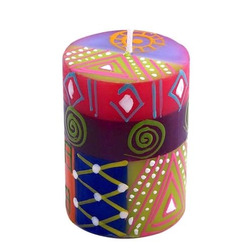 Nobunto Kerzen - Shahida - Fair Trade Kunstkerze aus Südafrika - Handbemalte Geschenkkerze - Afrikanische Kerzensets - Bunte Stabkerzen - Weihnachten - Ostern (Einzelkerze 5x7cm) von Nobunto