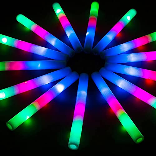 Nocapam LED Leuchtstäbe Schaumstoff 484cm - 10/15 Stück Leuchtstab Blinkstäbe Schaumstoff Knicklichter LED Partystick Mit 3 Blinkmodi | Für Hochzeit | Karneval, Konzert, Camp Partyzubehör von Nocapam