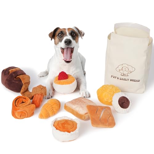 Nocciola 10 Stück Brot-Hundespielzeug mit Tragetasche, quietschendes, langlebiges Hundespielzeug gegen Langeweile, für Größe, Medium, Kleine Hunde Nocciola 10 Stück Brot-Hundespielzeug mit Tragetasche, quietschendes, langlebiges Hundespielzeug gegen Langeweile, für Größe, Medium, Kleine Hunde von Nocciola