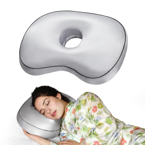 Nockovi Orthopädisches Ohr-Piercing-Kissen für Seitenschläfer, Schmerzlinderungsdesign mit abnehmbarem Bezug und Ohrloch, 30,5 x 48,3 cm Ohrenstütze von Nockovi