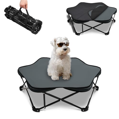 Nockovi Sechseckiges erhöhtes Hundebett, faltbar, erhöhter Rahmen mit abnehmbarem Kissen, tragbar, wasserdicht, für kleine Hunde, für drinnen und draußen, Camping, Reisen von Nockovi