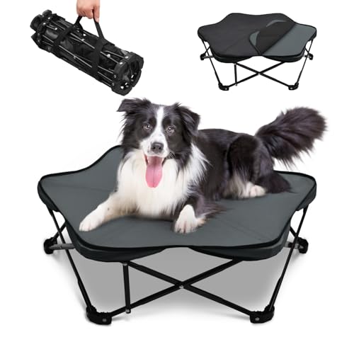 Nockovi Sechseckiges erhöhtes Hundebett, faltbar, erhöhter Rahmen mit abnehmbarem Kissen, tragbar, wasserdicht, für mittelgroße und kleine Hunde, für drinnen und draußen, Camping, Reisen von Nockovi