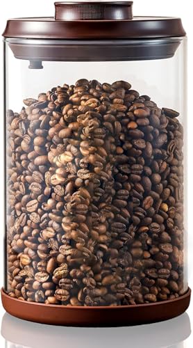 Nocsm Glas Kaffeebehälter. Luftdichter Speicherbehälter mit Pop-Deckel, Küchenbehälter aus hohem Borosilikatglas für Tee Kaffeebohnen Zucker (2000 ML) von Nocsm