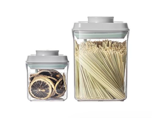 Nocsm Vorratsdosen mit Deckel Luftdicht. Stapelbarer Knopfschaltbehälter. BPA-freier Stapelbarer Getreidebehälter. (1500ML+500mL (AS Rectangle)) von Nocsm