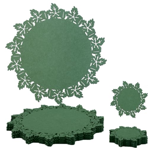 Noctiflorous Runde Filz-Tischsets mit Untersetzern, 6 Stück, Durchmesser 33 cm, rutschfeste Tischsets, hitzebeständig, langlebig, Tischsets, Herbsttischdekorationen für Esstisch (Grün, 6) von Noctiflorous