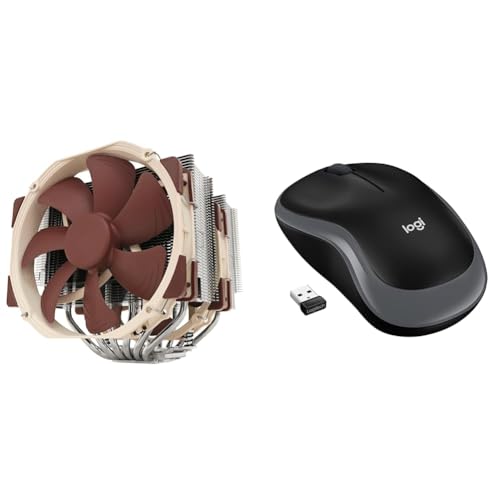 Noctua NH-D15, Premium CPU Kühler mit 2x NF-A15 PWM 140mm Lüftern (Braun) & Logitech M185 Kabellose Maus, 2,4 GHz mit USB-Nano-Empfänger von Noctua