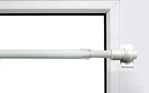 Nodeko Gardinenstange 12 mm Cafehausstange Scheibengardinenstange ausziehbar 55-85 cm Universal zum kleben oder anschrauben (Weiss) von Nodeko