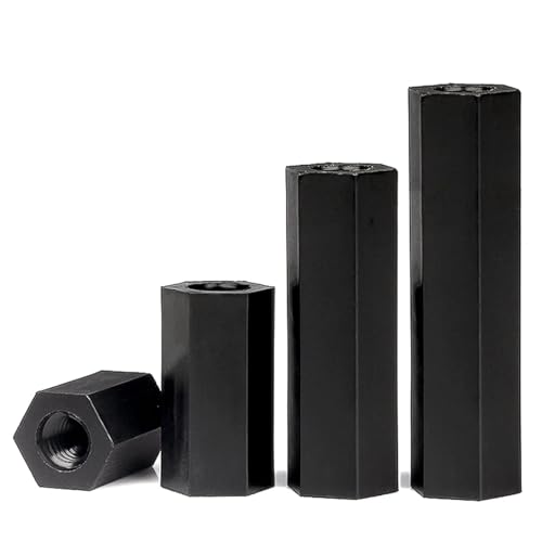 10/20/50Pcs M2 M2.5 M3 M4 M5 Nylon Hex Buchse Auf Buchse Standoff Schwarz PCB Motherboard Spacer(6mm,M2 (50pcs)) von Nodrest