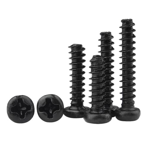 100 Stück M1.2 M1.4 M1.7 M2.2 M2.3 M2.6 M3.5 M5 M1.6 M2.5 M4 M1 M2 M3 M1.5 Kreuzschlitz-Blechschraube mit Flachkopf, schwarzer Kohlenstoffstahl(5mm x100pcs,M1.5) von Nodrest