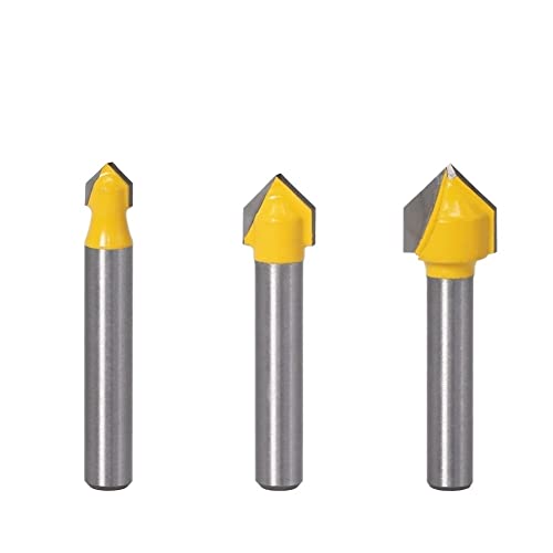 3 Stück 6,35 mm 6 mm Schaft 90 Grad V Nut Bit 1/4 Zoll CNC Gravur Vollfräser Hartmetallfräser Holzbohren(3pcs 6mm shank) von Nodrest