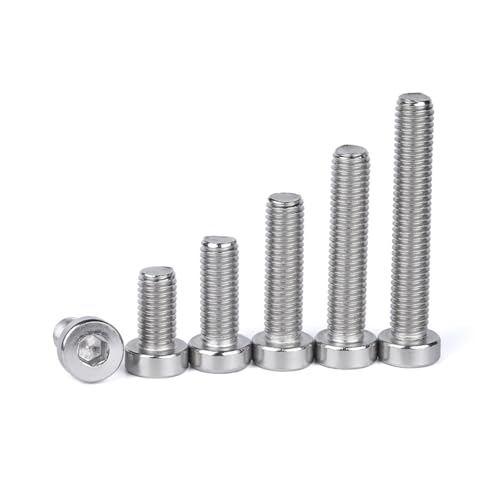 Nodrest 10/50 Stück M3 M4 M5 M6 304 A2-70 Edelstahl Din7984 Innensechskant Innensechskant dünner Flacher Kopf mit kurzem Profil, L = 4–40 mm(M4x8mm 50pcs) von Nodrest